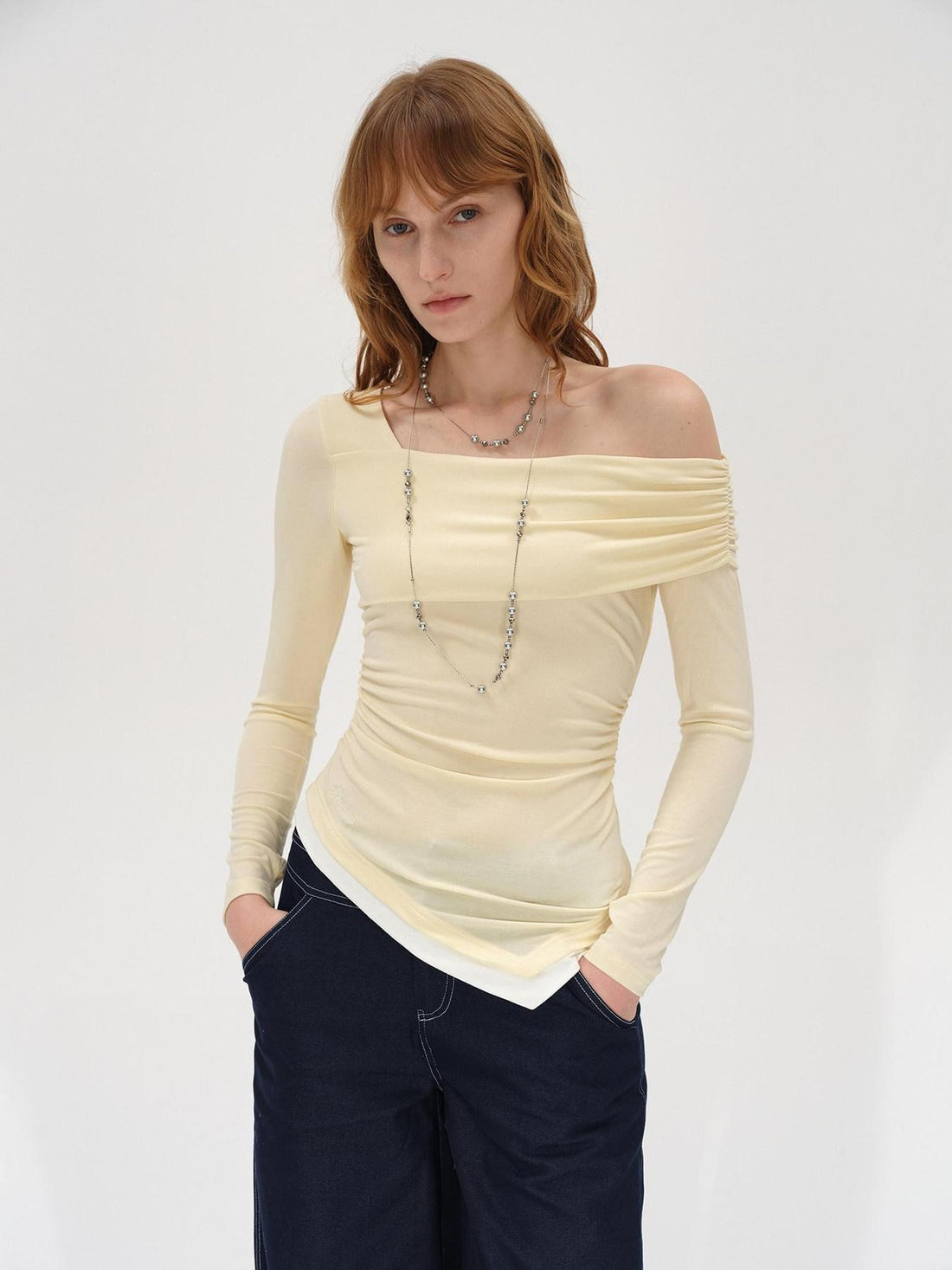AFTADAWN Asymmetrical Off Shoulder Colorblock Women&
