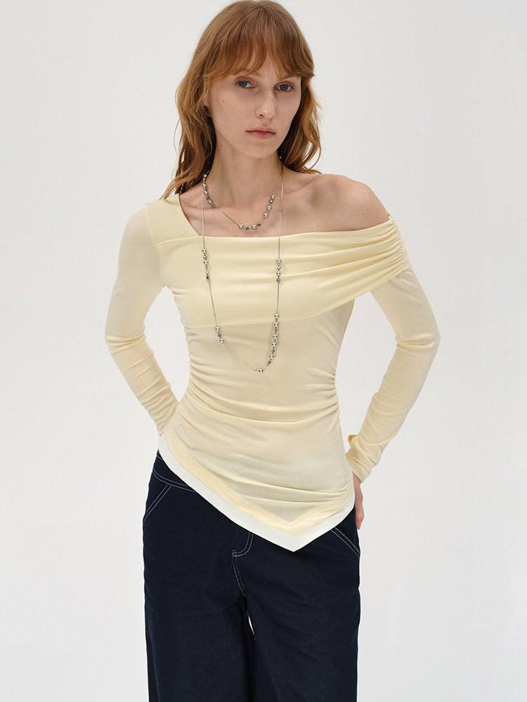 AFTADAWN Asymmetrical Off Shoulder Colorblock Women&