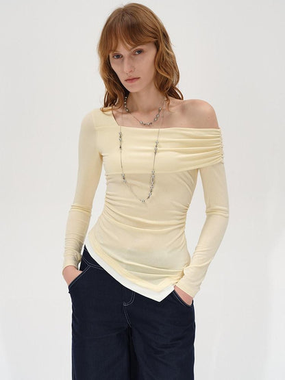 AFTADAWN Asymmetrical Off Shoulder Colorblock Women&