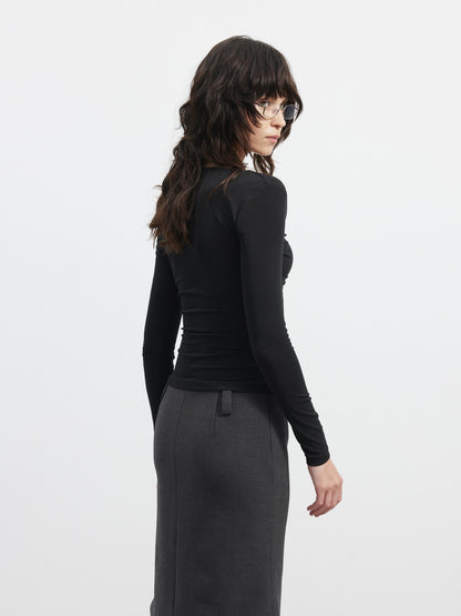 AFTADAWN Asymmetrical Twill Side Button High Waist Women&
