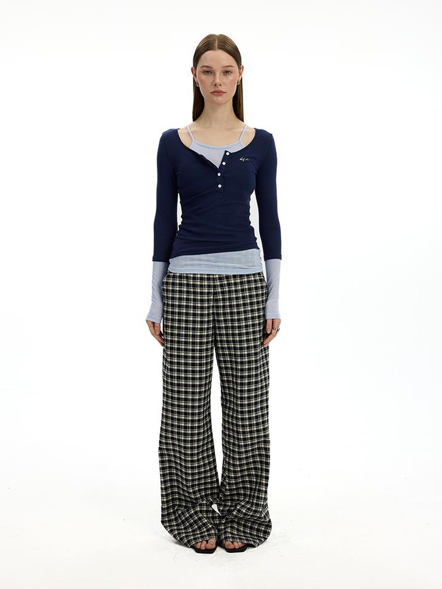 AFTADAWN Austrian Tencel Merino Henley Color Block Tee