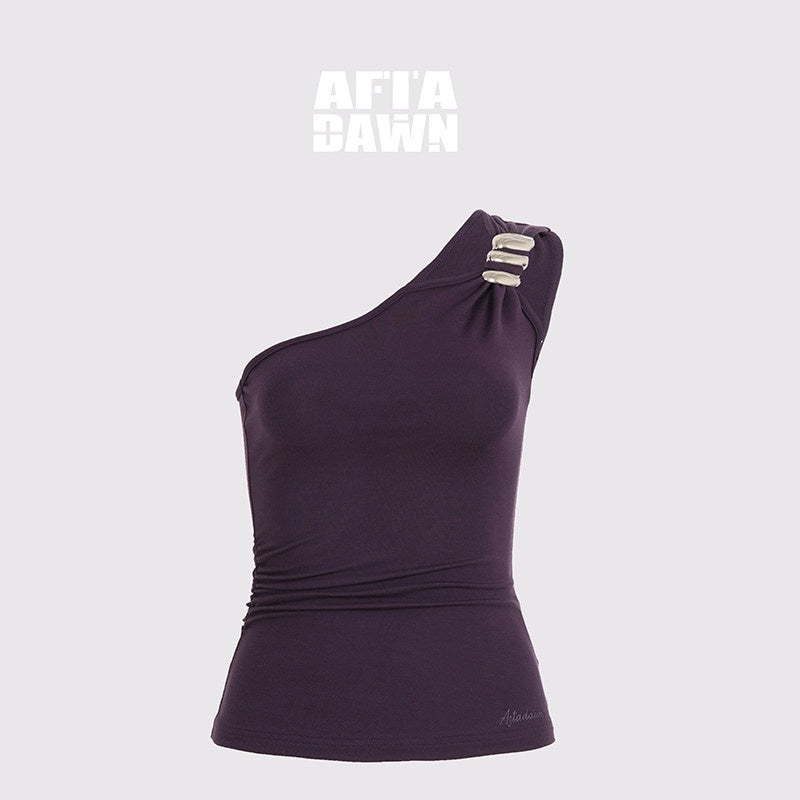 AFTADAWN_Backless_Asymmetric_One_Shoulder_Metal_Buckle_Slim_Fit_Women&
