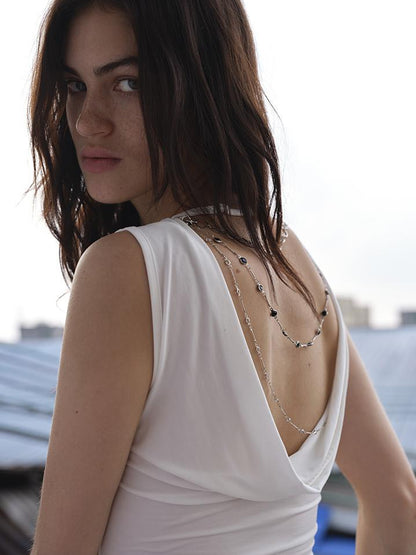 Backless Draped Sling Chain Detail Camisole