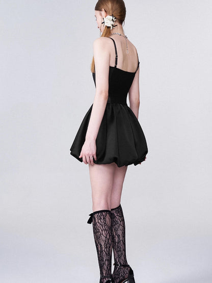 AFTADAWN Ballet Chanson 3D Rose Satin Waist Defining Bloom Dress