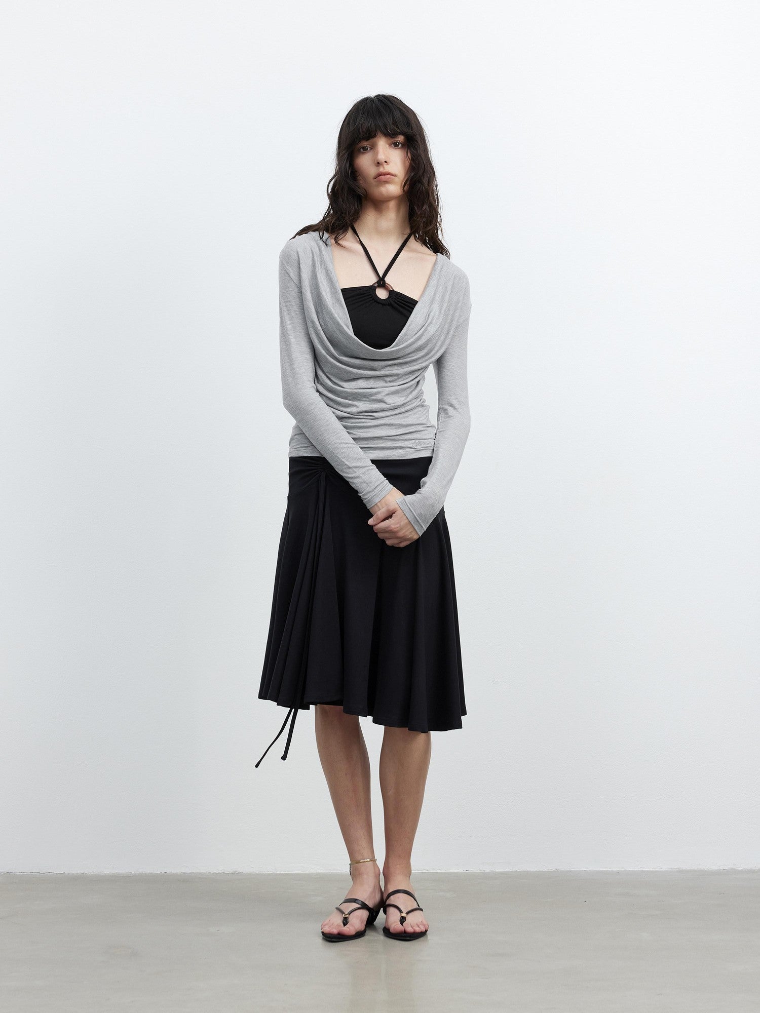 AFTADAWN Beaded Colorblock Halter Faux Layered Slim Women&