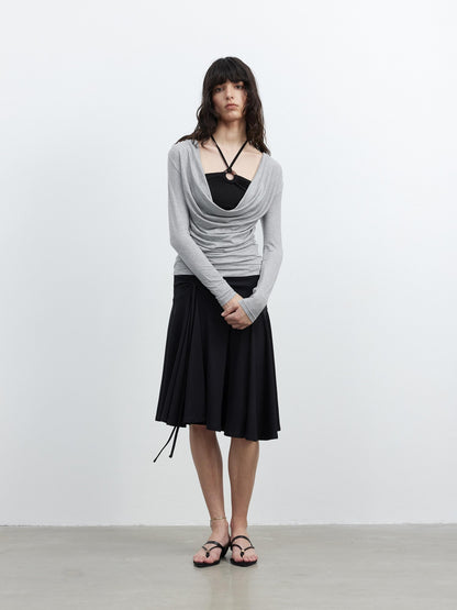 AFTADAWN Beaded Colorblock Halter Faux Layered Slim Women&