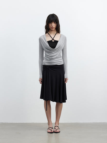 AFTADAWN Beaded Colorblock Halter Faux Layered Slim Women&