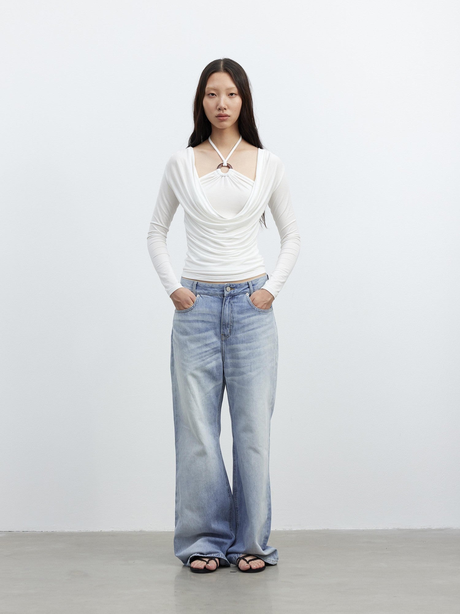 AFTADAWN Beaded Colorblock Halter Faux Layered Slim Women&