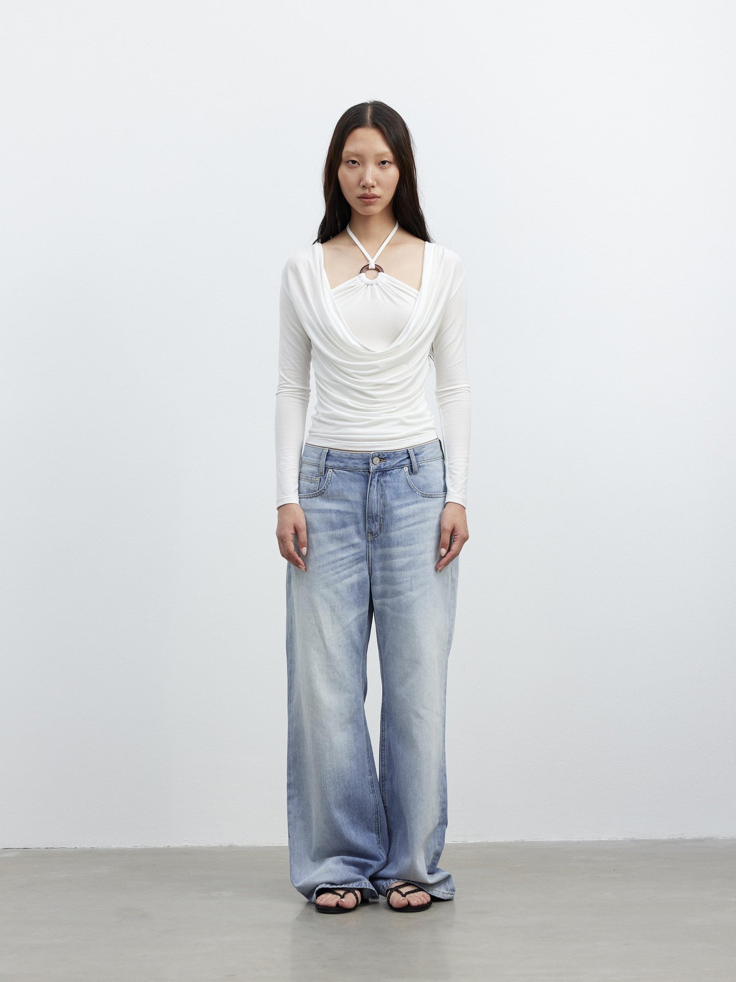 AFTADAWN Beaded Colorblock Halter Faux Layered Slim Women&