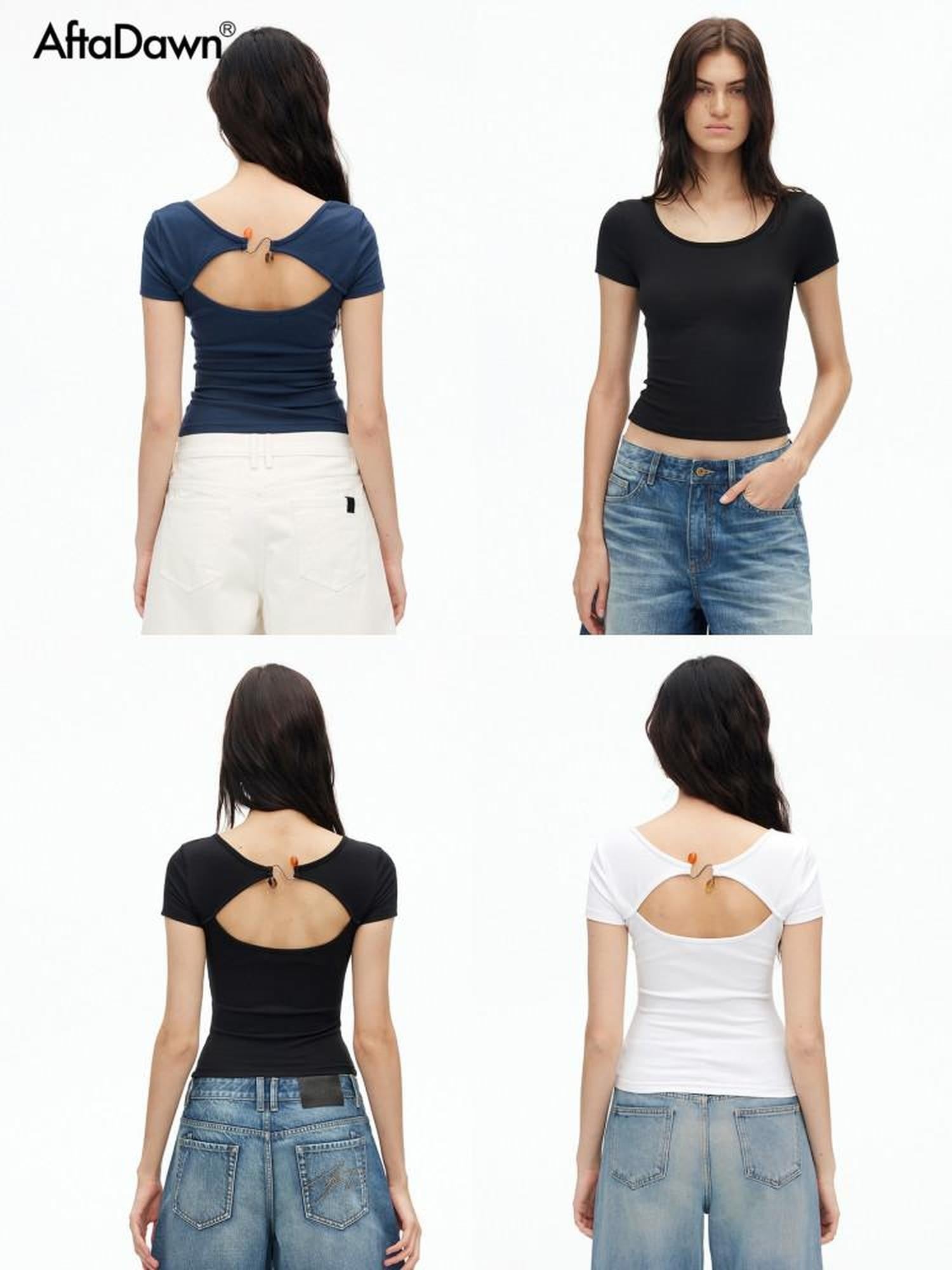AFTADAWN Beaded Cutout Backless U Neck Women&