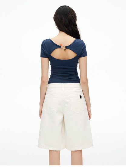 AFTADAWN Beaded Cutout Backless U Neck Women&