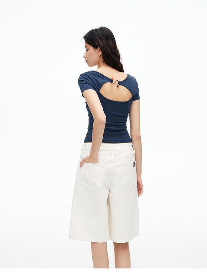 AFTADAWN Beaded Cutout Backless U Neck Women&
