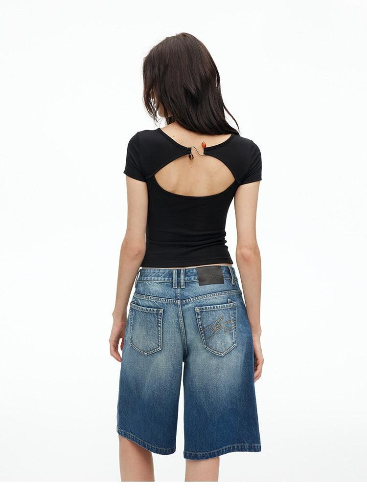 AFTADAWN Beaded Cutout Backless U Neck Women&