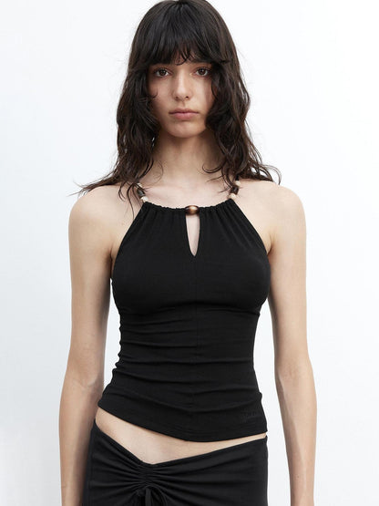 AFTADAWN Beaded Cutout Crisscross Back Slim Fit Skin Friendly Women&