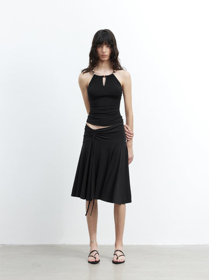 AFTADAWN Beaded Cutout Crisscross Back Slim Fit Skin Friendly Women&