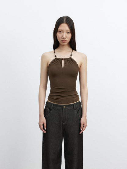 AFTADAWN Beaded Cutout Crisscross Back Slim Fit Skin Friendly Women&