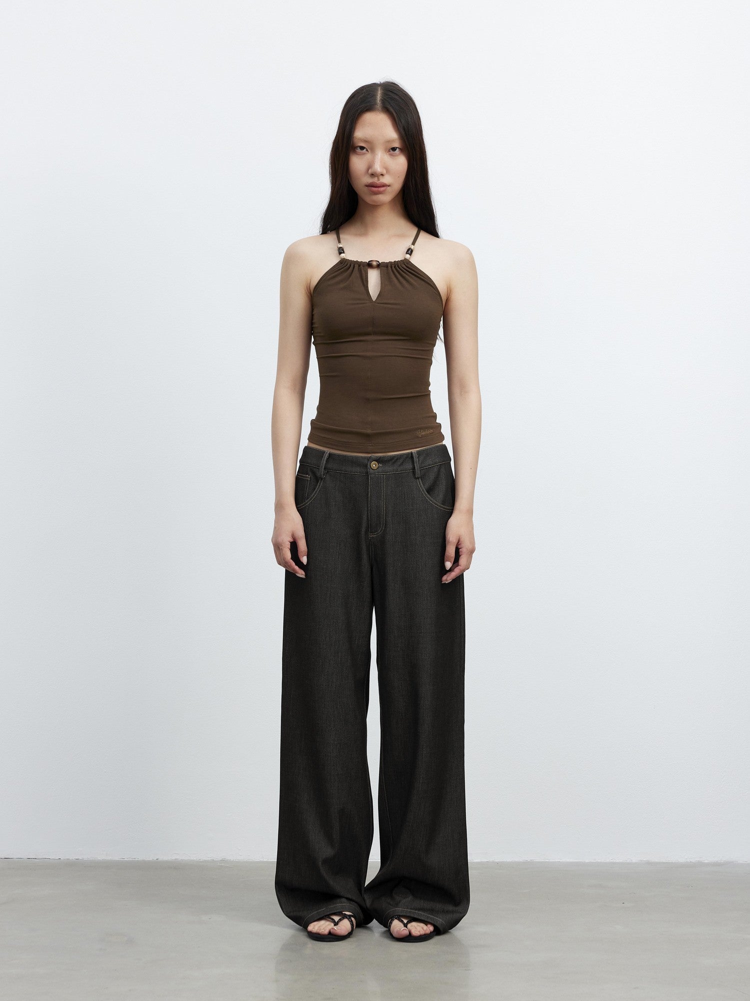 AFTADAWN Beaded Cutout Crisscross Back Slim Fit Skin Friendly Women&