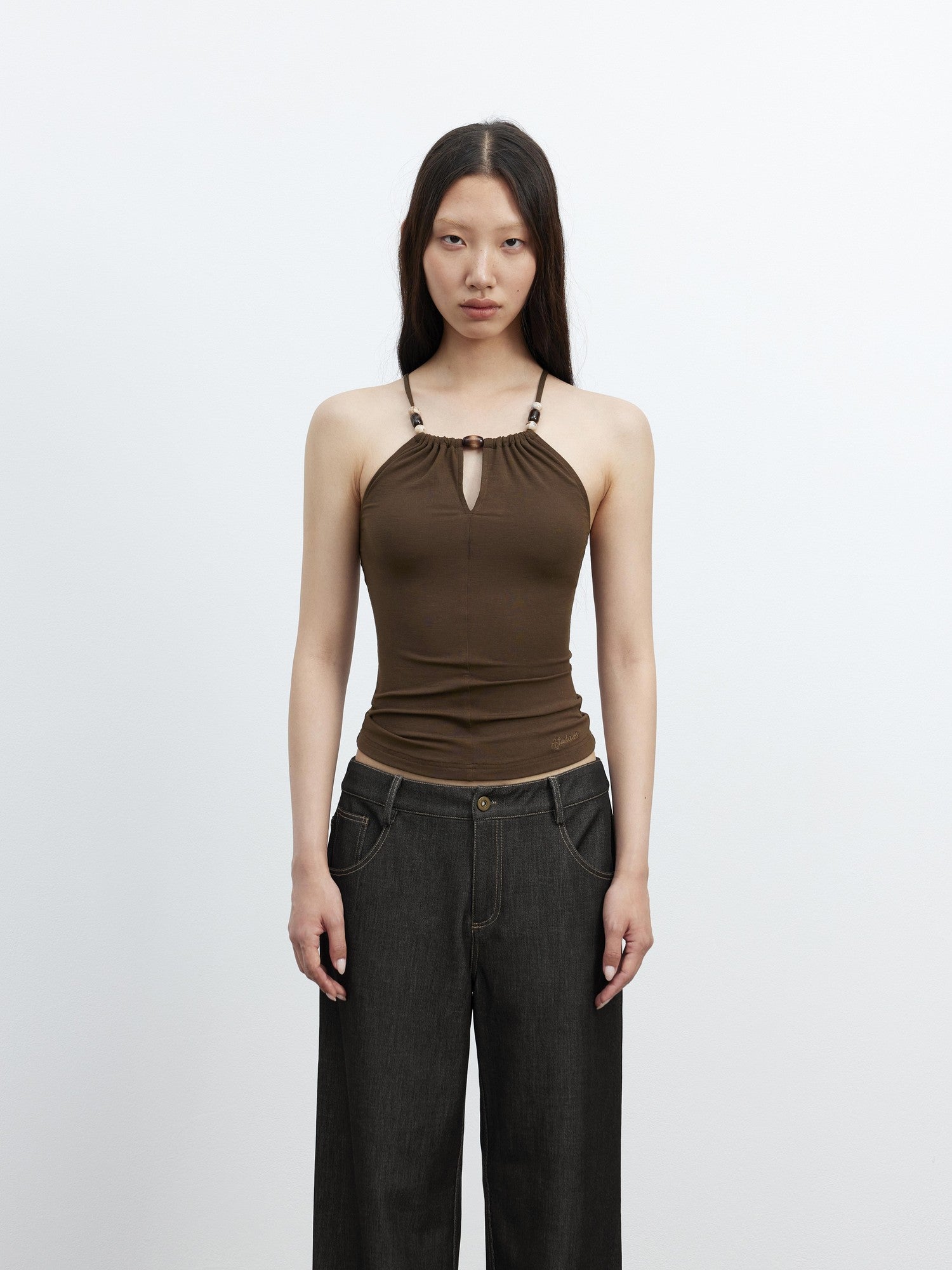 AFTADAWN Beaded Cutout Crisscross Back Slim Fit Skin Friendly Women&