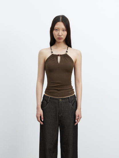 AFTADAWN Beaded Cutout Crisscross Back Slim Fit Skin Friendly Women&