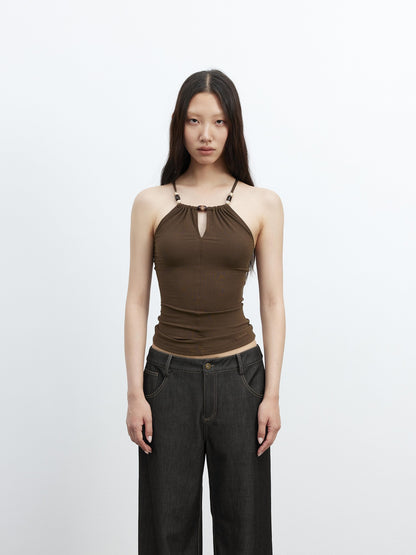 AFTADAWN Beaded Cutout Crisscross Back Slim Fit Skin Friendly Women&