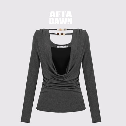 AFTADAWN_Beaded_Cutout_Ruched_Back_Faux_Layered_V-neck_Women&