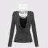 AFTADAWN_Beaded_Cutout_Ruched_Back_Faux_Layered_V-neck_Women&