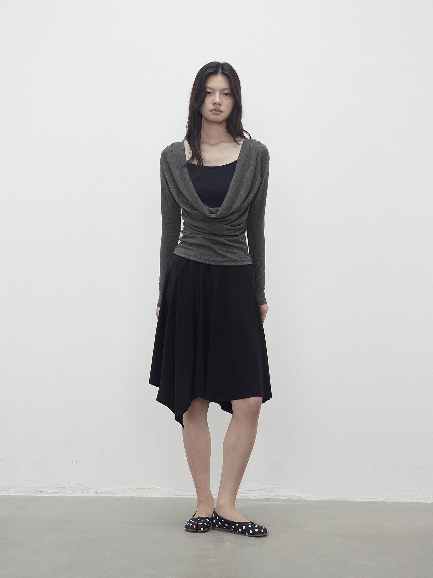 AFTADAWN Beaded Cutout Ruched Back Faux Layered V-neck Women&