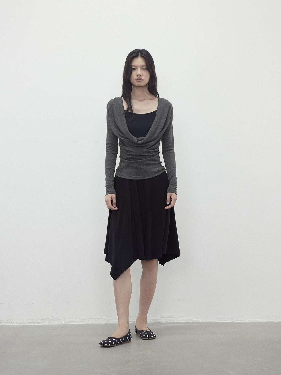 AFTADAWN Beaded Cutout Ruched Back Faux Layered V-neck Women&
