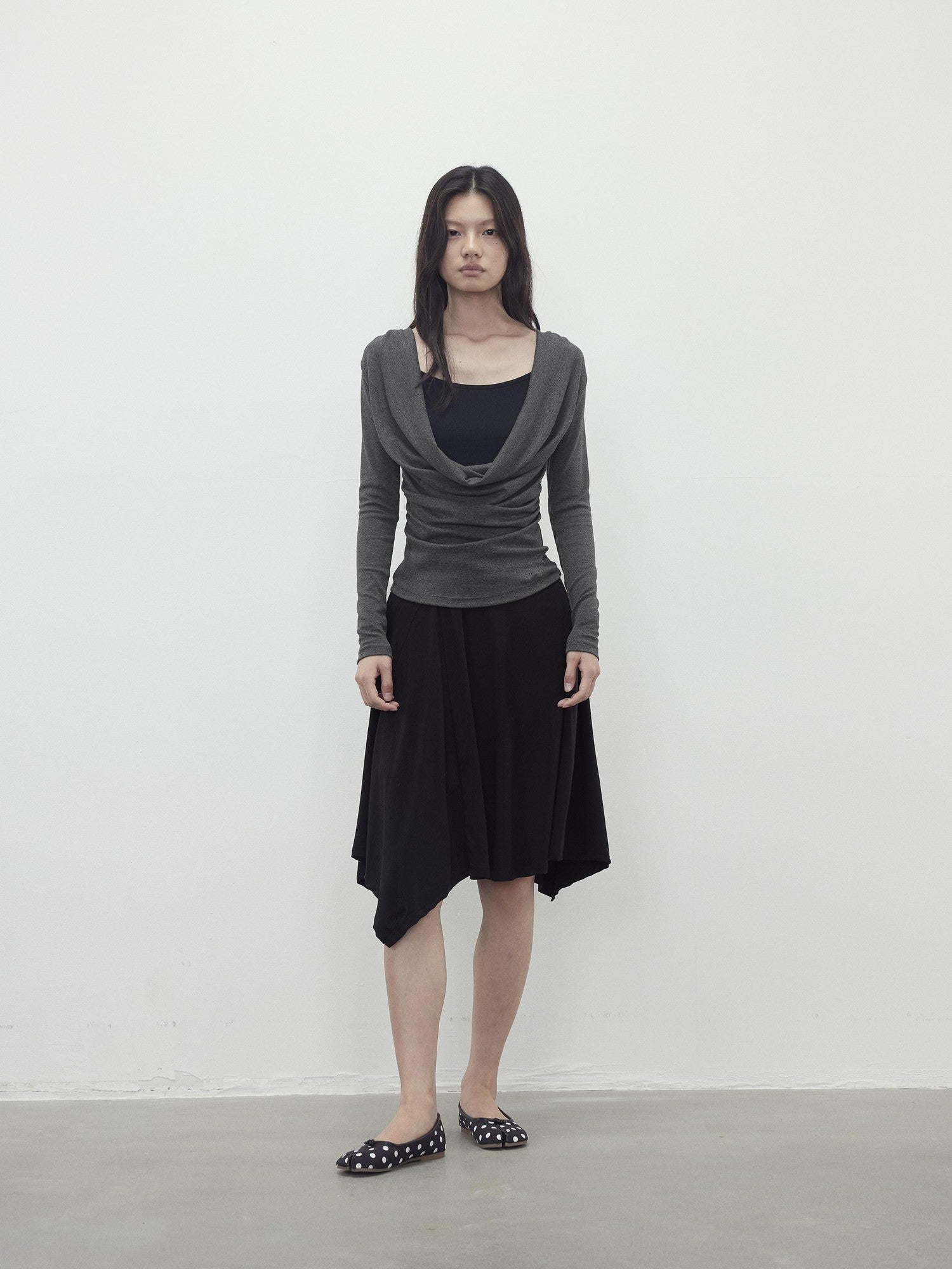 AFTADAWN Beaded Cutout Ruched Back Faux Layered V-neck Women&