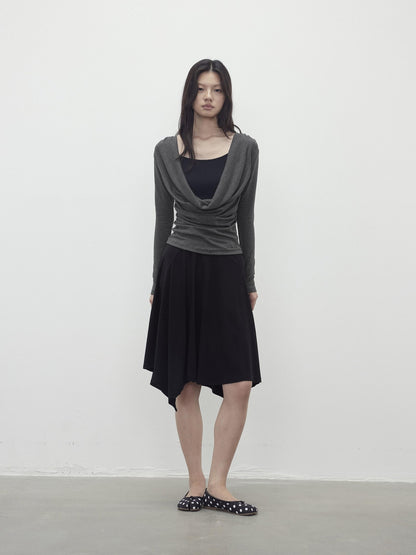 AFTADAWN Beaded Cutout Ruched Back Faux Layered V-neck Women&