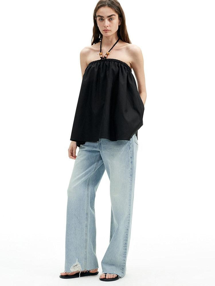 AFTADAWN Beaded Halter Convertible Drawstring Women&
