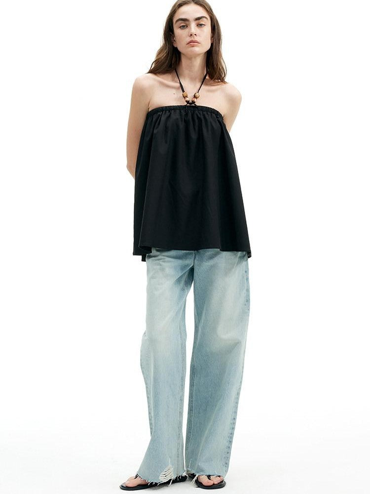 AFTADAWN Beaded Halter Convertible Drawstring Women&
