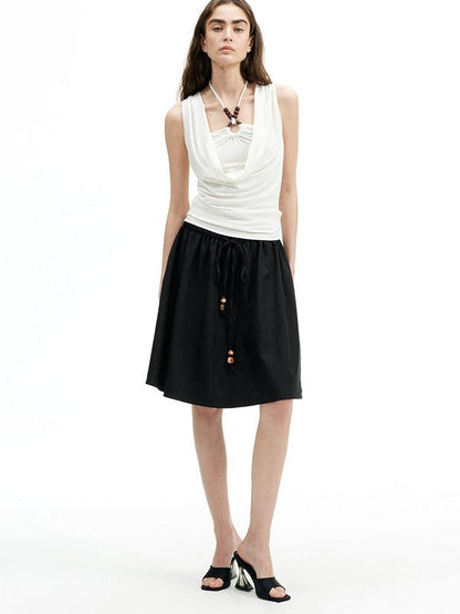 AFTADAWN Beaded Halter Convertible Drawstring Women&