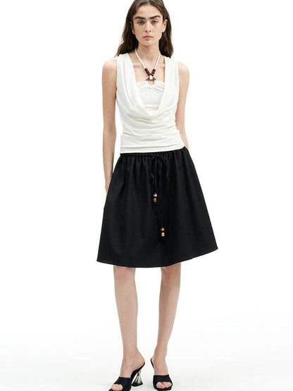 AFTADAWN Beaded Halter Convertible Drawstring Women&