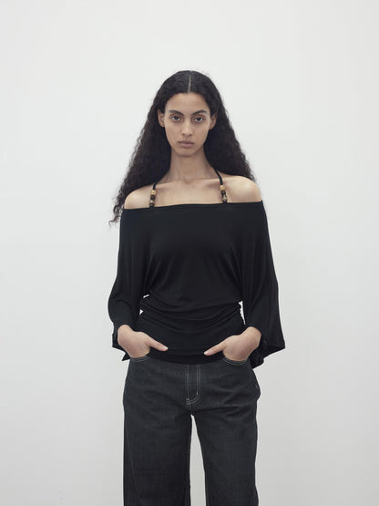 AFTADAWN Beaded Halter One Shoulder Slim Women&
