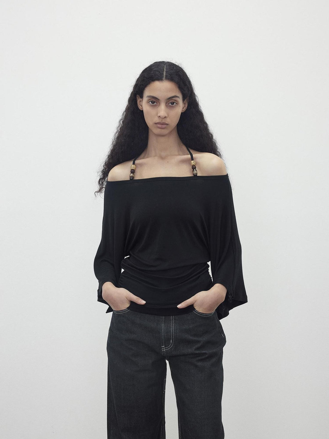 AFTADAWN Beaded Halter One Shoulder Slim Women&