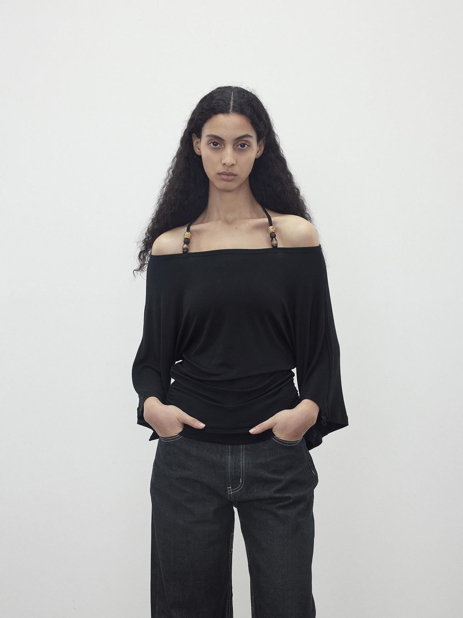 AFTADAWN Beaded Halter One Shoulder Slim Women&