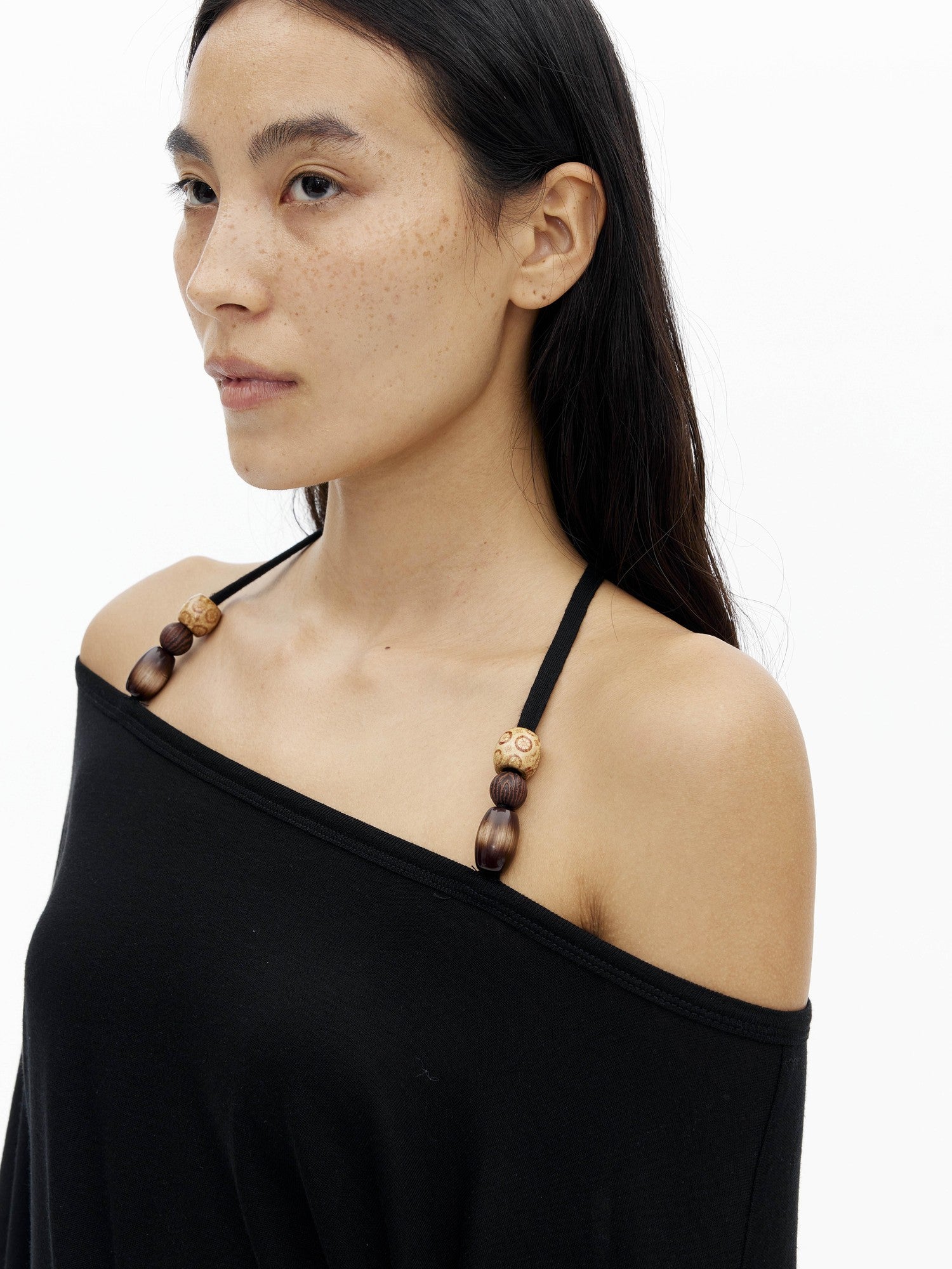 AFTADAWN Beaded Halter One Shoulder Slim Women&
