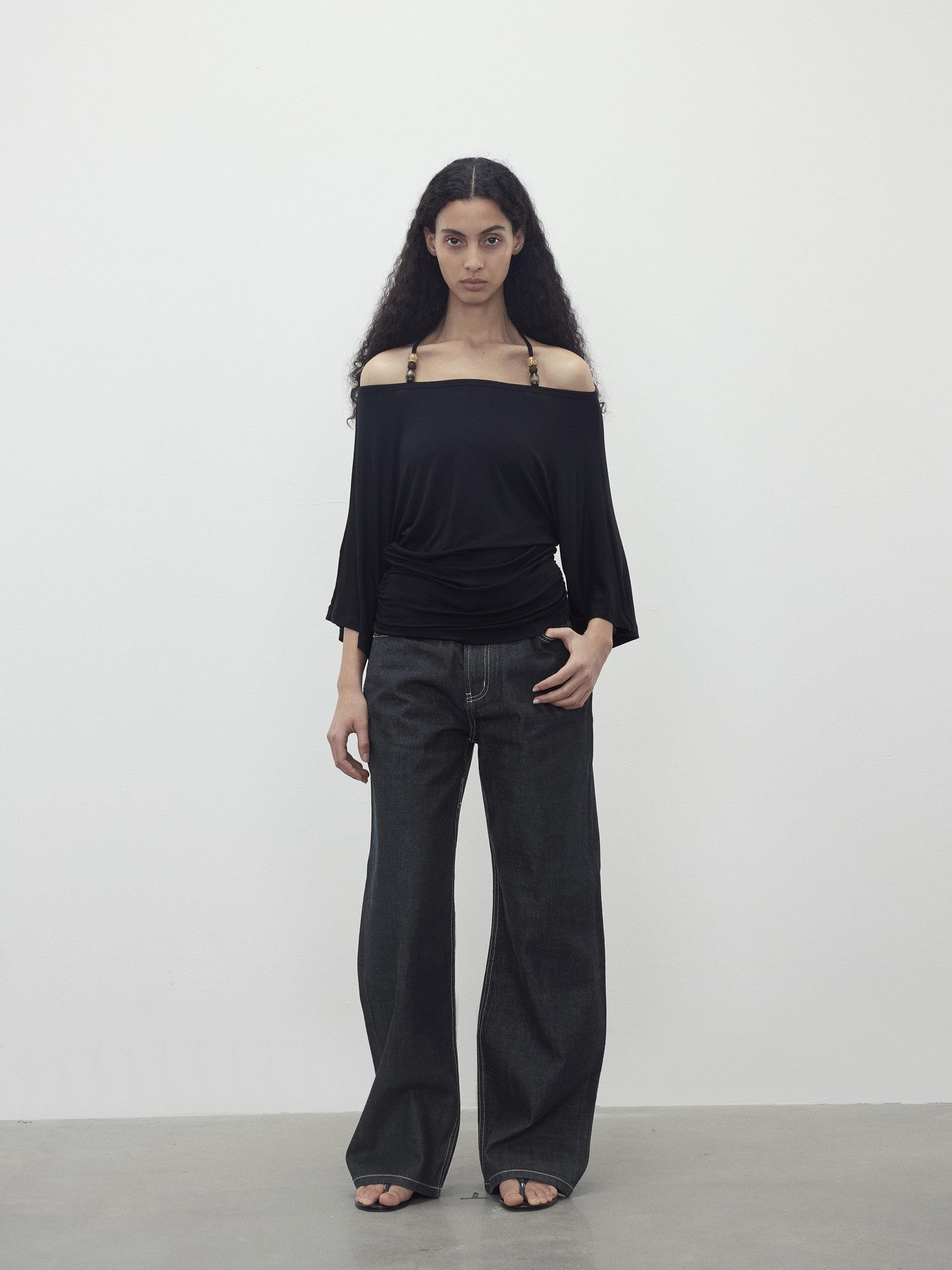 AFTADAWN Beaded Halter One Shoulder Slim Women&