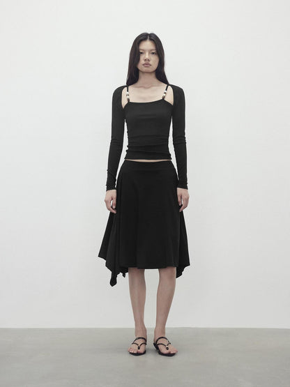 AFTADAWN Beaded Layered Faux Two Piece Women&