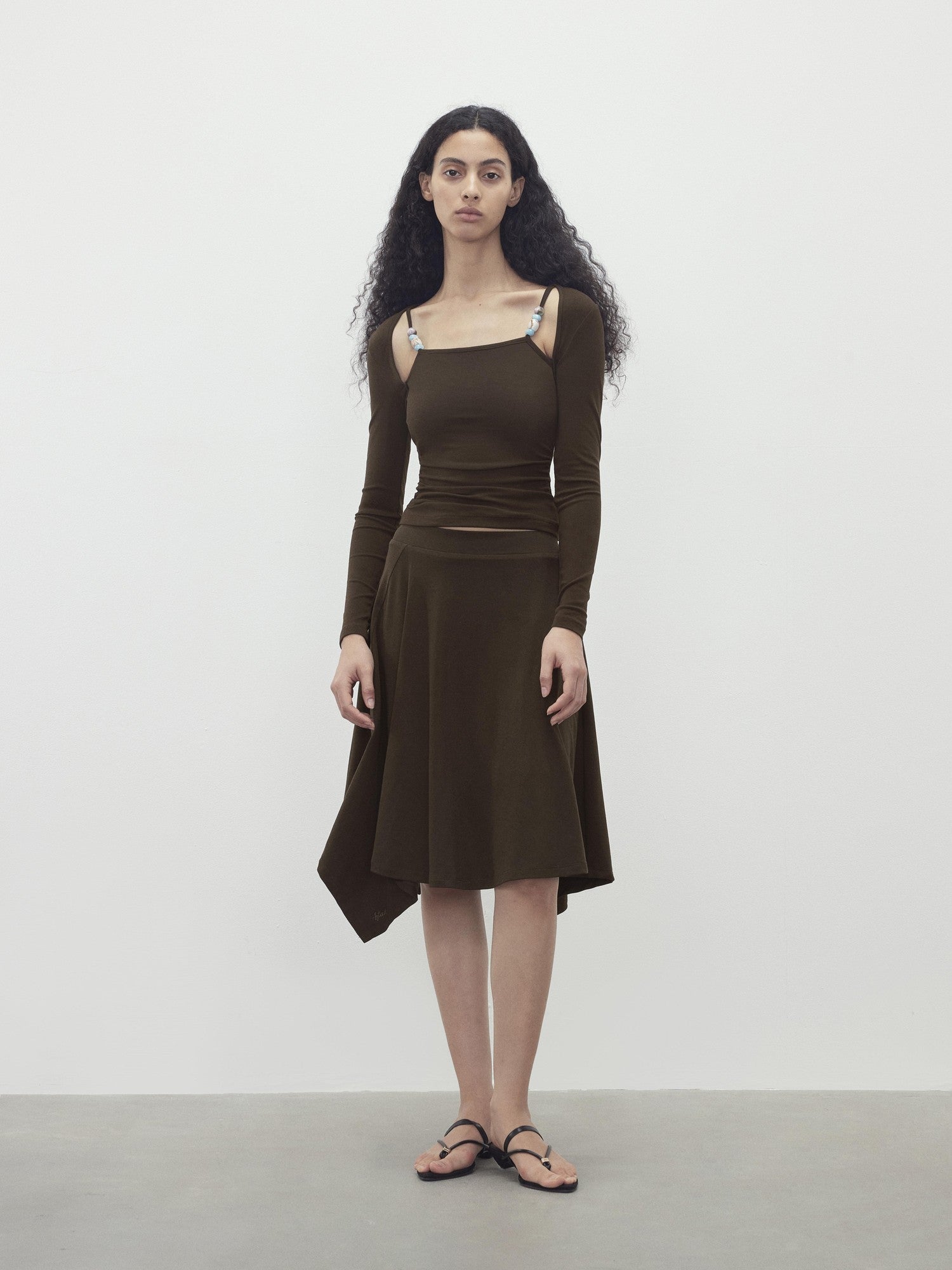 AFTADAWN Beaded Layered Faux Two Piece Women&