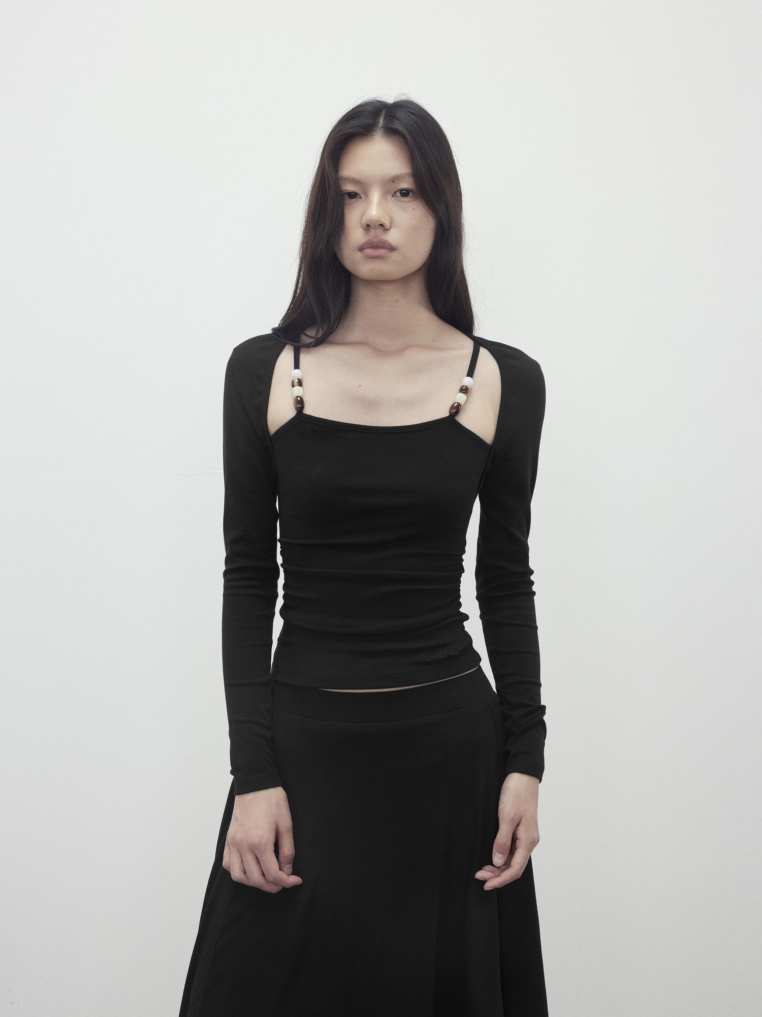 AFTADAWN Beaded Layered Faux Two Piece Women&