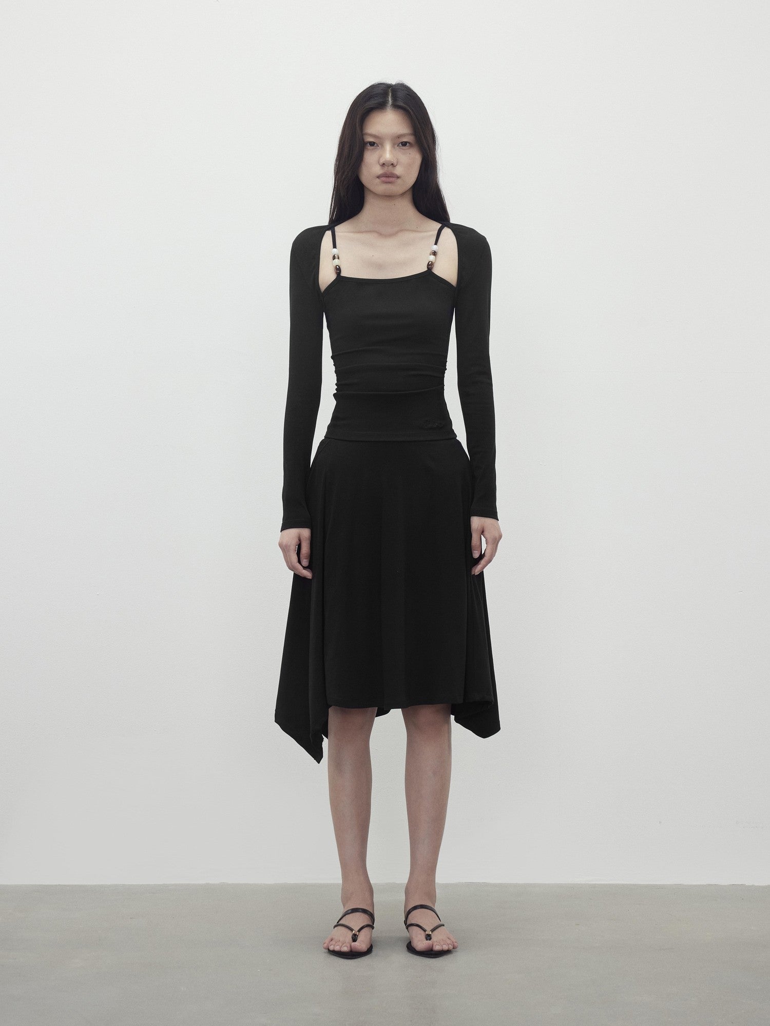 AFTADAWN Beaded Layered Faux Two Piece Women&