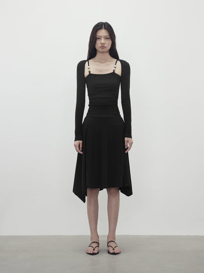 AFTADAWN Beaded Layered Faux Two Piece Women&