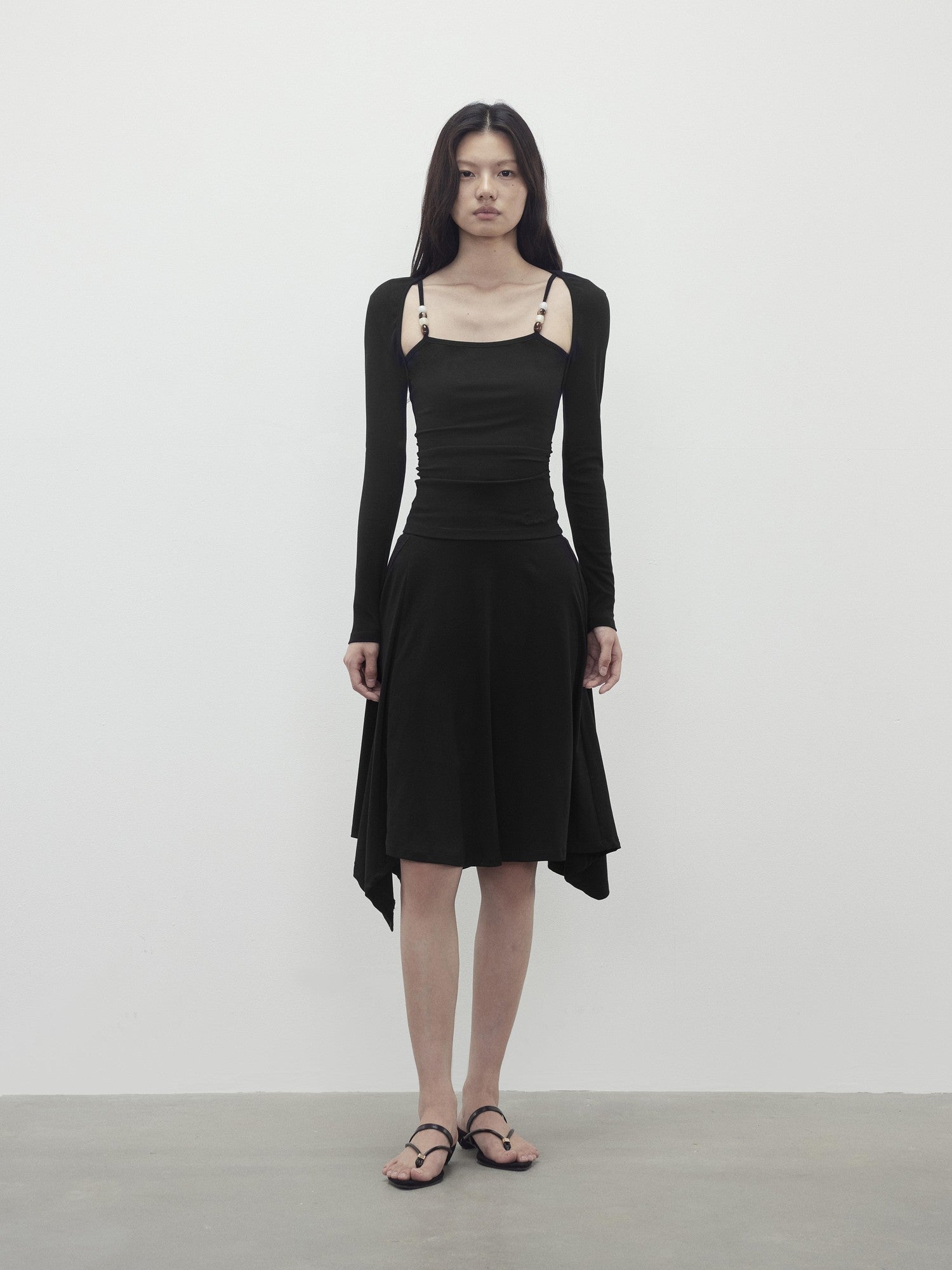 AFTADAWN Beaded Layered Faux Two Piece Women&