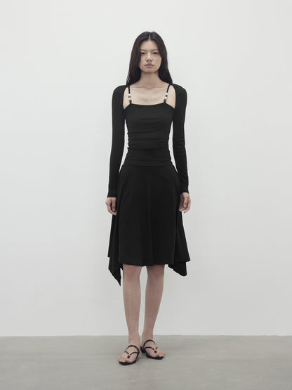 AFTADAWN Beaded Layered Faux Two Piece Women&