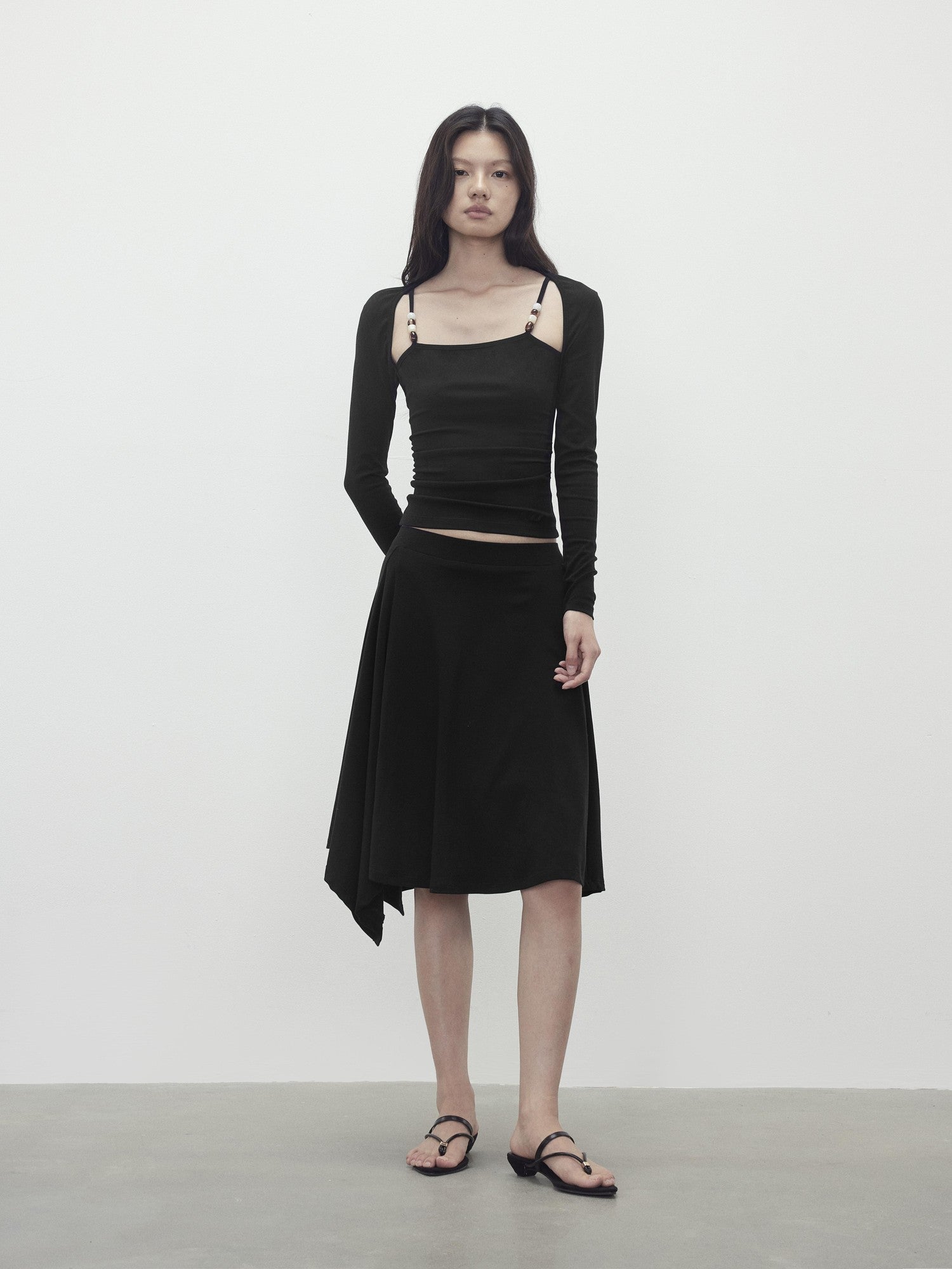 AFTADAWN Beaded Layered Faux Two Piece Women&