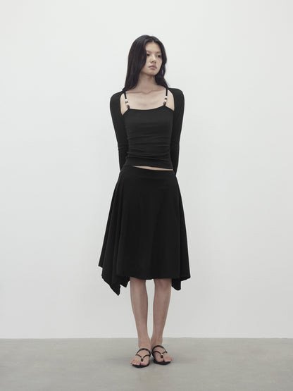AFTADAWN Beaded Layered Faux Two Piece Women&