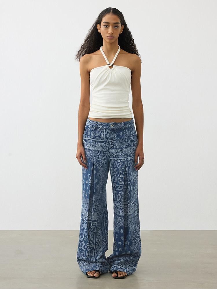 AFTADAWN Beaded Rope Tie Square Neck Women&