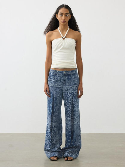 AFTADAWN Beaded Rope Tie Square Neck Women&